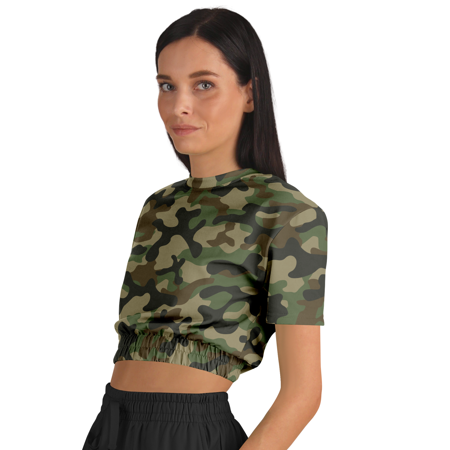 Camo Crop Top Sweatshirt | Military Brown Camouflage