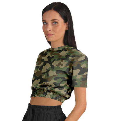 Camo Crop Top Sweatshirt | Military Brown Camouflage