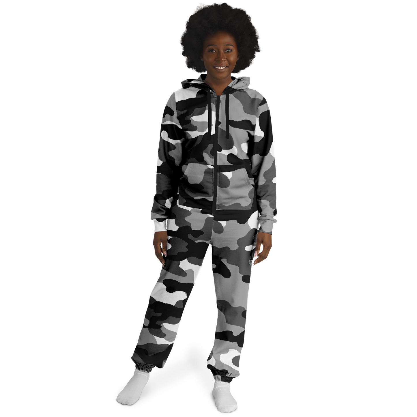 Camo Onesie | Gray, Black and White Camouflage