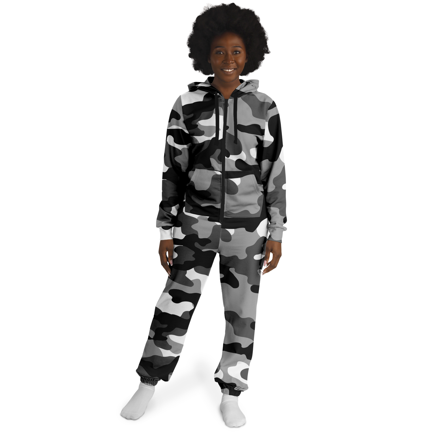 Camo Onesie | Gray, Black and White Camouflage