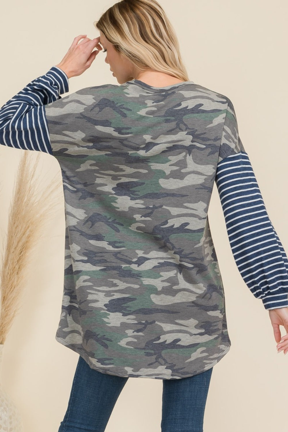 Long Sleeve Camo T-Shirt | Celeste Full Size | Olive Green