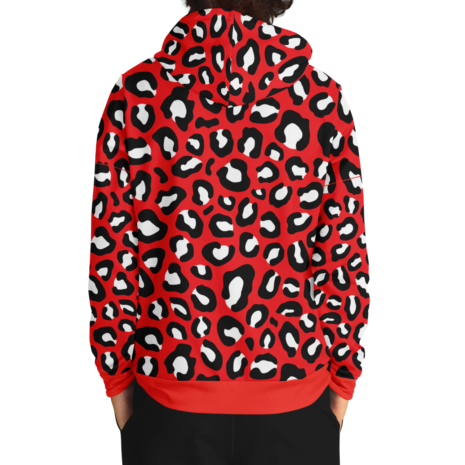 Leopard Hoodie | Red, Black and White Pattern