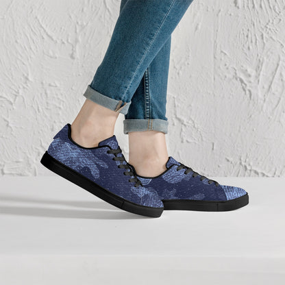 Camo Sneakers | Classic Low-Top Leather | Denim Blue