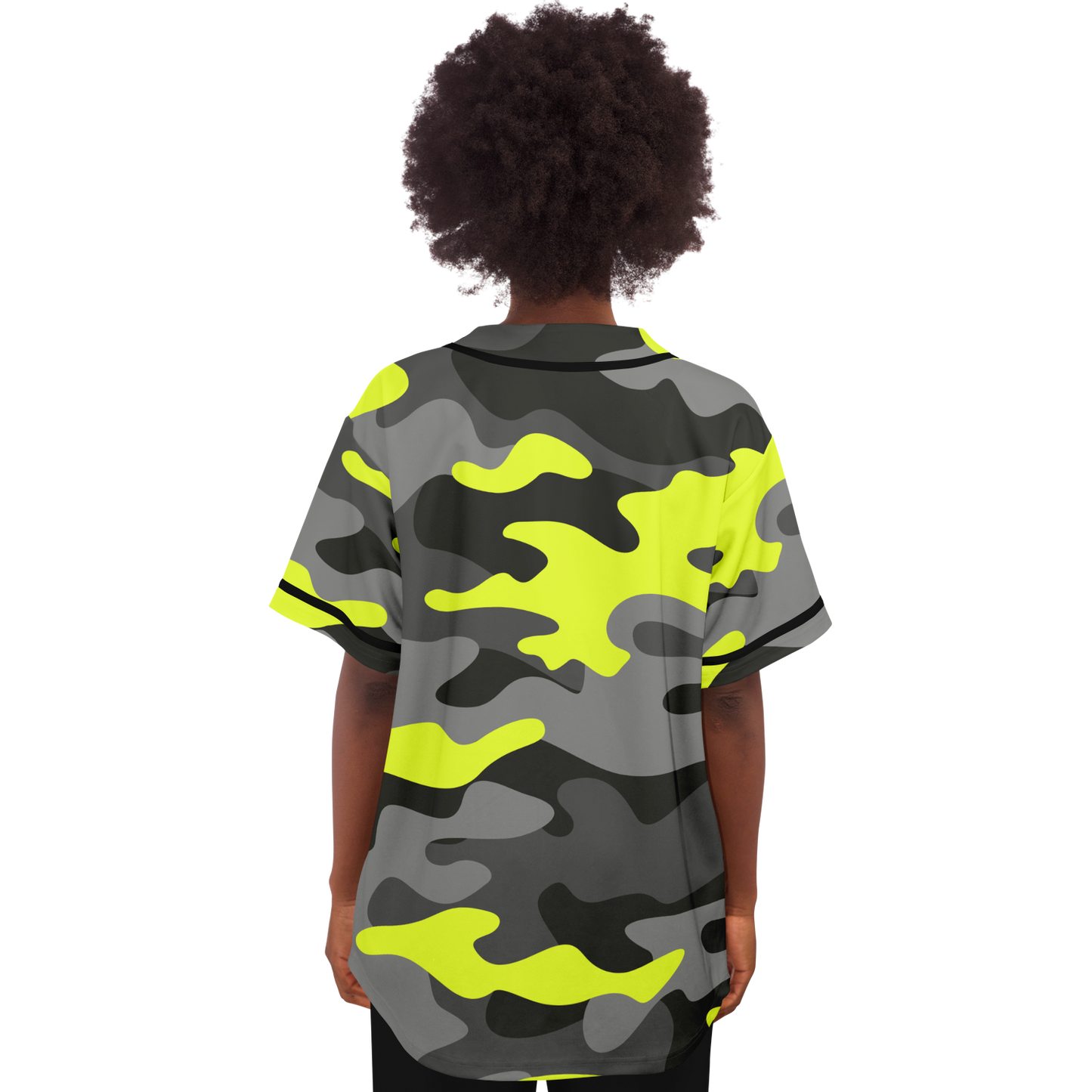 Camo Baseball Jersey | Black, Gray & Yellow Camouflage