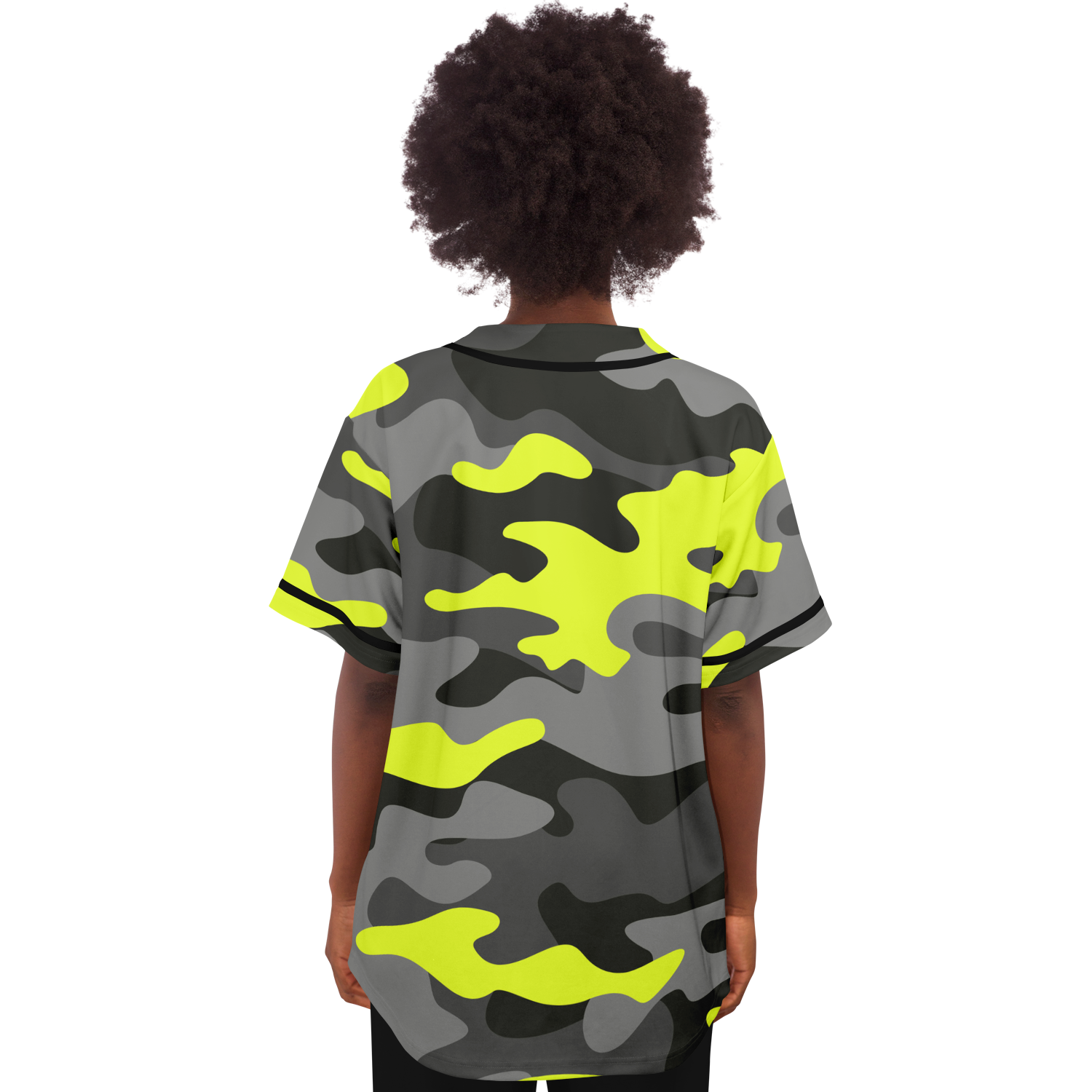 Camo Baseball Jersey | Black, Gray & Yellow Camouflage