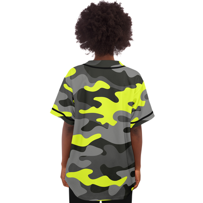 Camo Baseball Jersey | Black, Gray & Yellow Camouflage