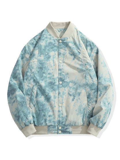 Vintage White Camo Jacket | Baseball Collar Long Sleeve Coat