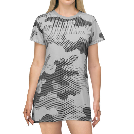 Camo T-Shirt Dress | Digital Gray Camouflage