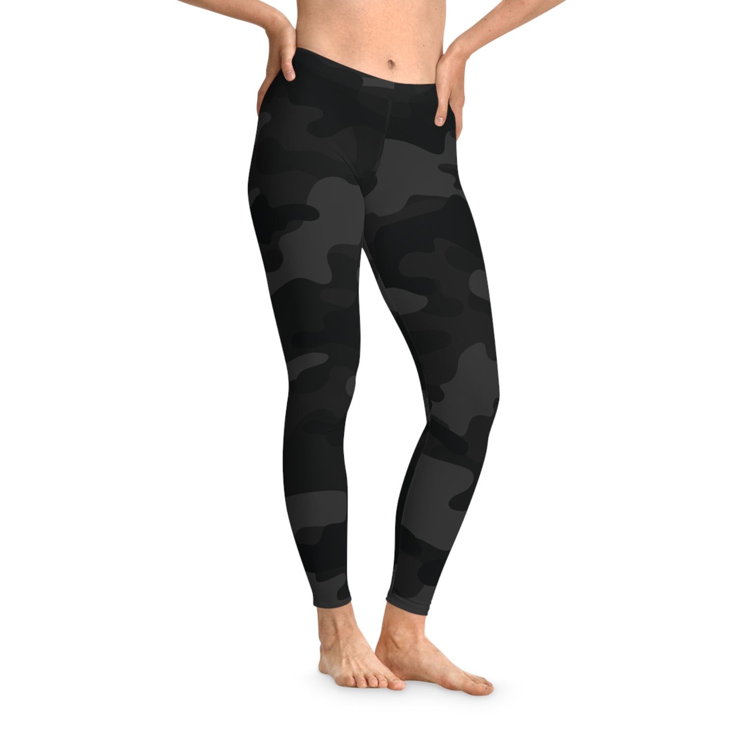 Black Camo Leggings For Women | Mid Waist Fit