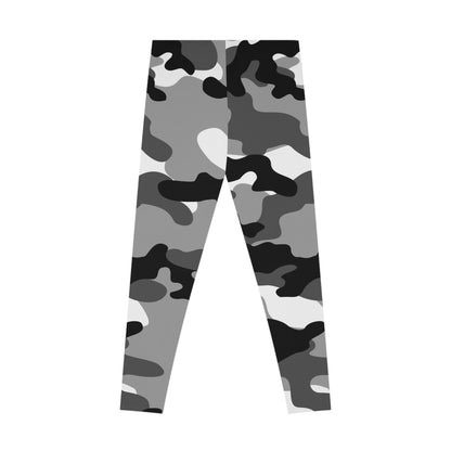 Gray, Black, and White Camo Leggings For Women