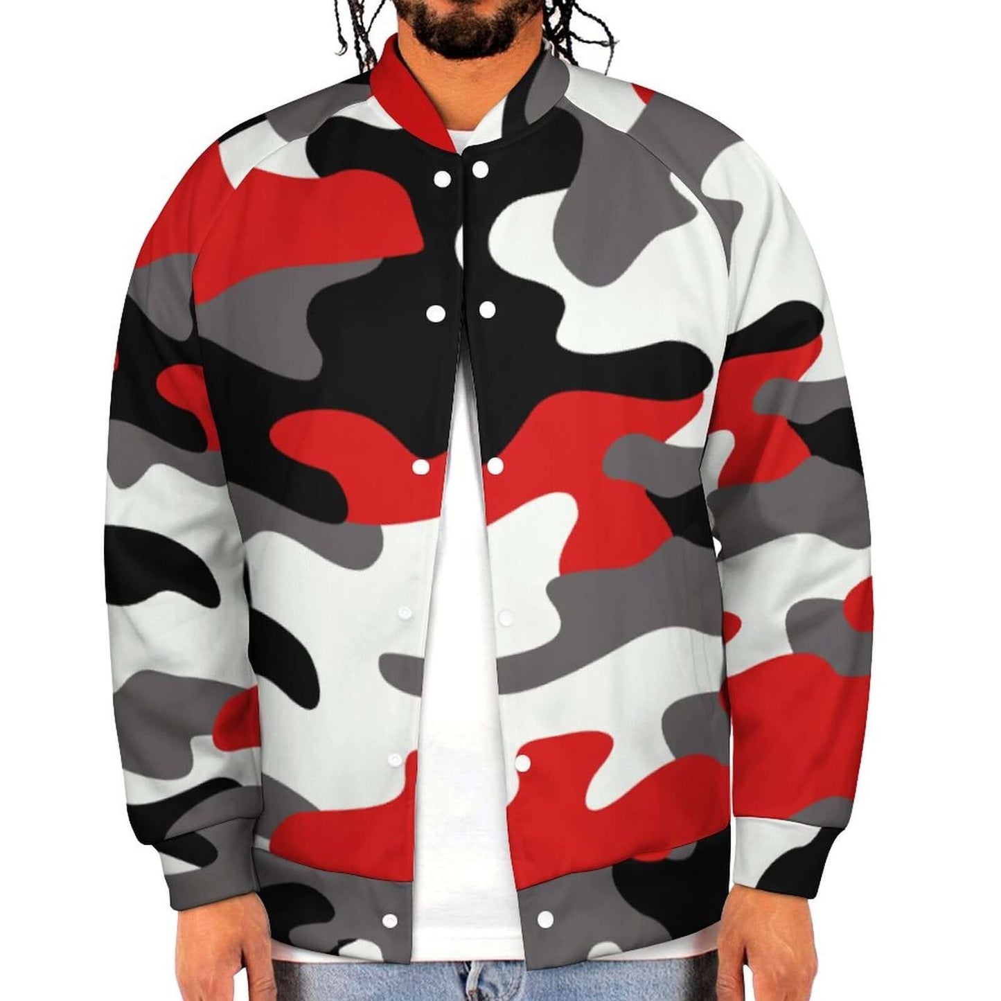 Men's Camo Jacket | Red, Black & White Camouflage