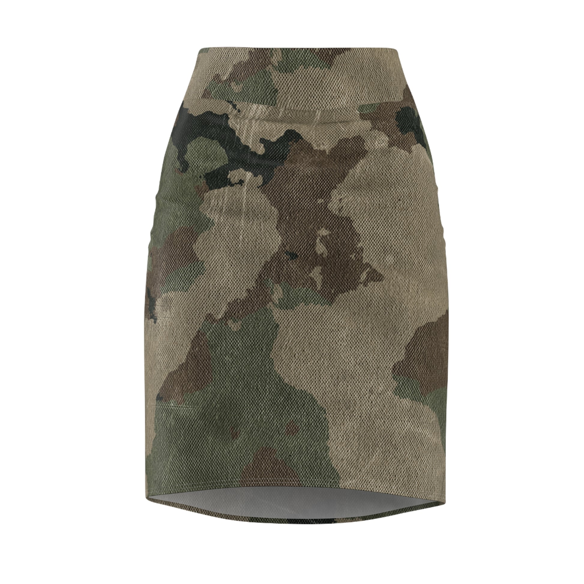 Camo Mini Skirt | Pencil Cut | Dirty Brown