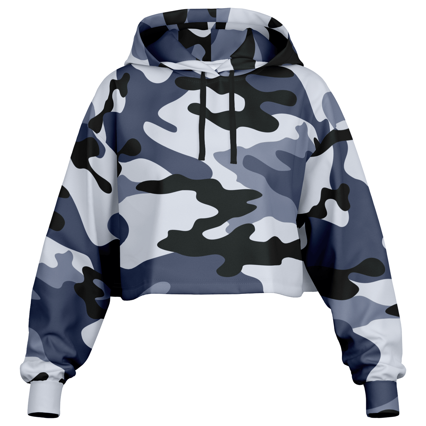 Cropped Hoodie For Women | Light Blue Camouflage