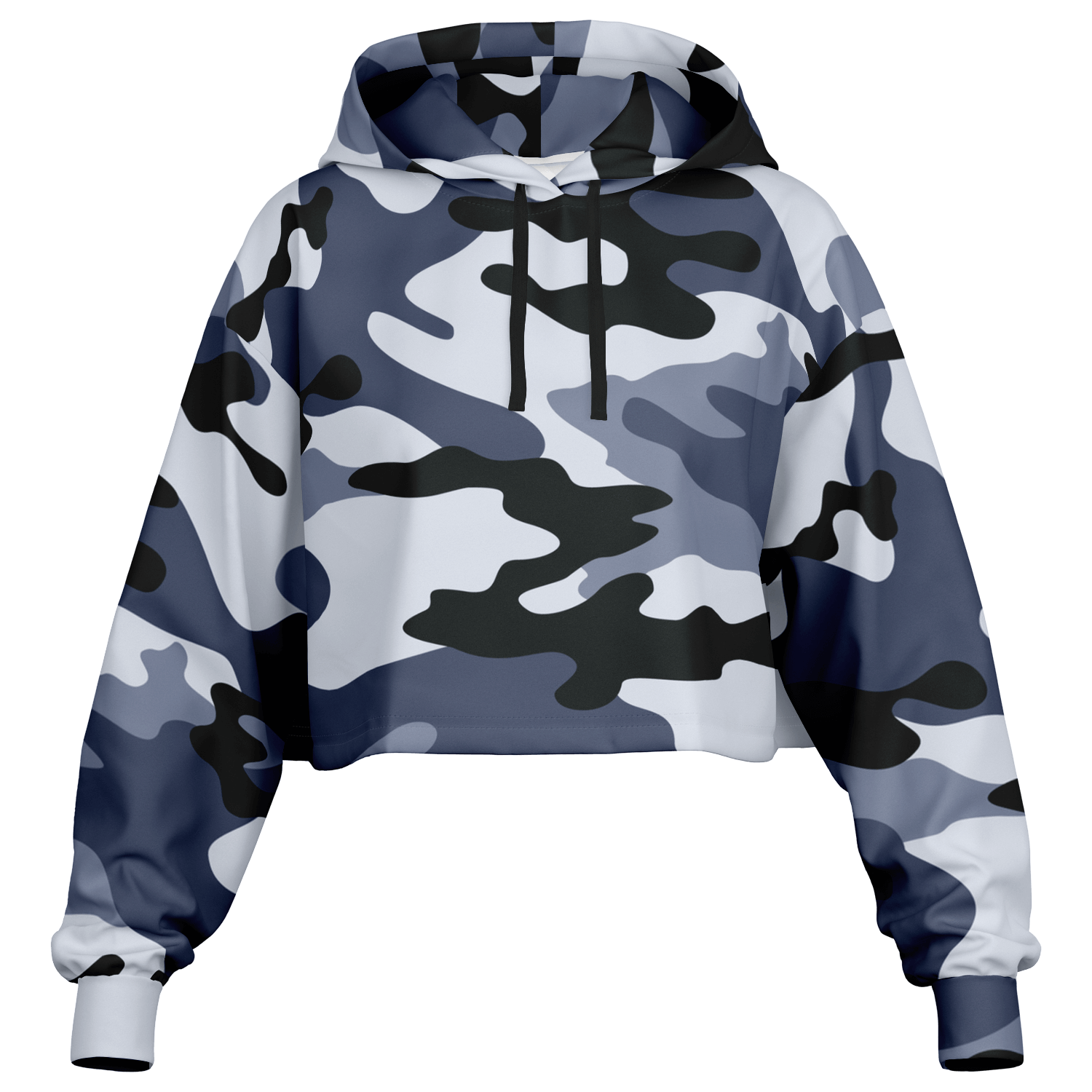 Cropped Hoodie For Women | Light Blue Camouflage