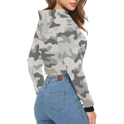 Cropped Camo Hoodie | Tight Fit | Digital Gray Camouflage