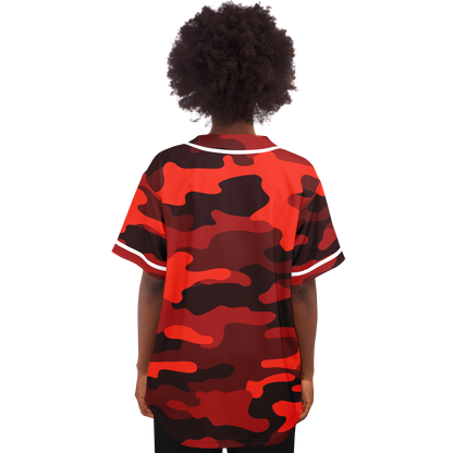 Camo Baseball Jersey | Scarlet Red & Black Camouflage