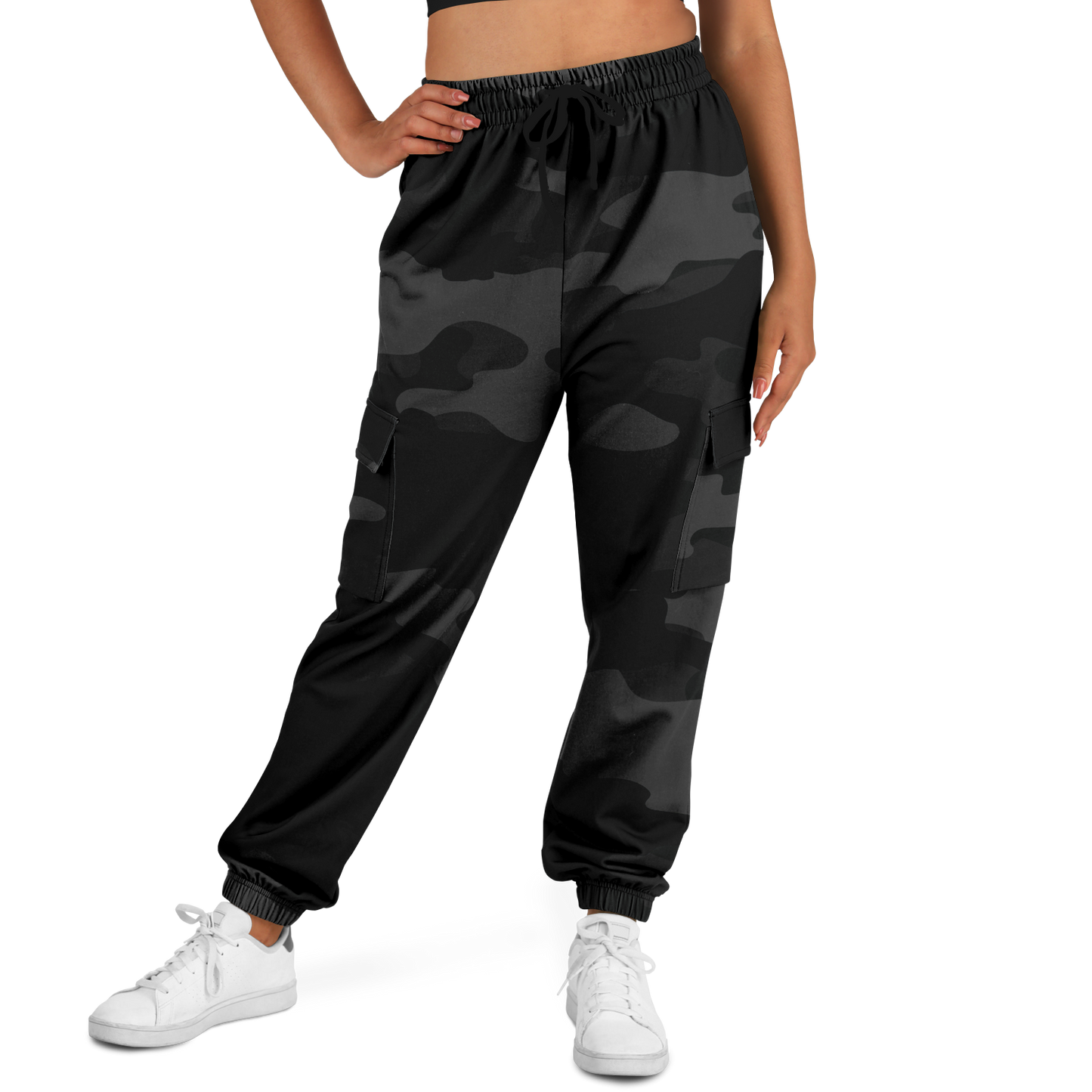 Camo Cargo Pants | Unisex | Black Camouflage