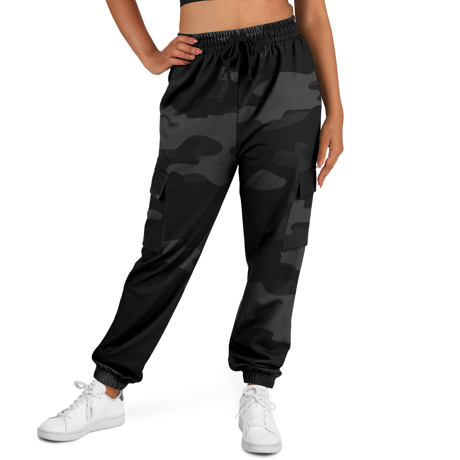 Camo Cargo Pants | Unisex | Black Camouflage