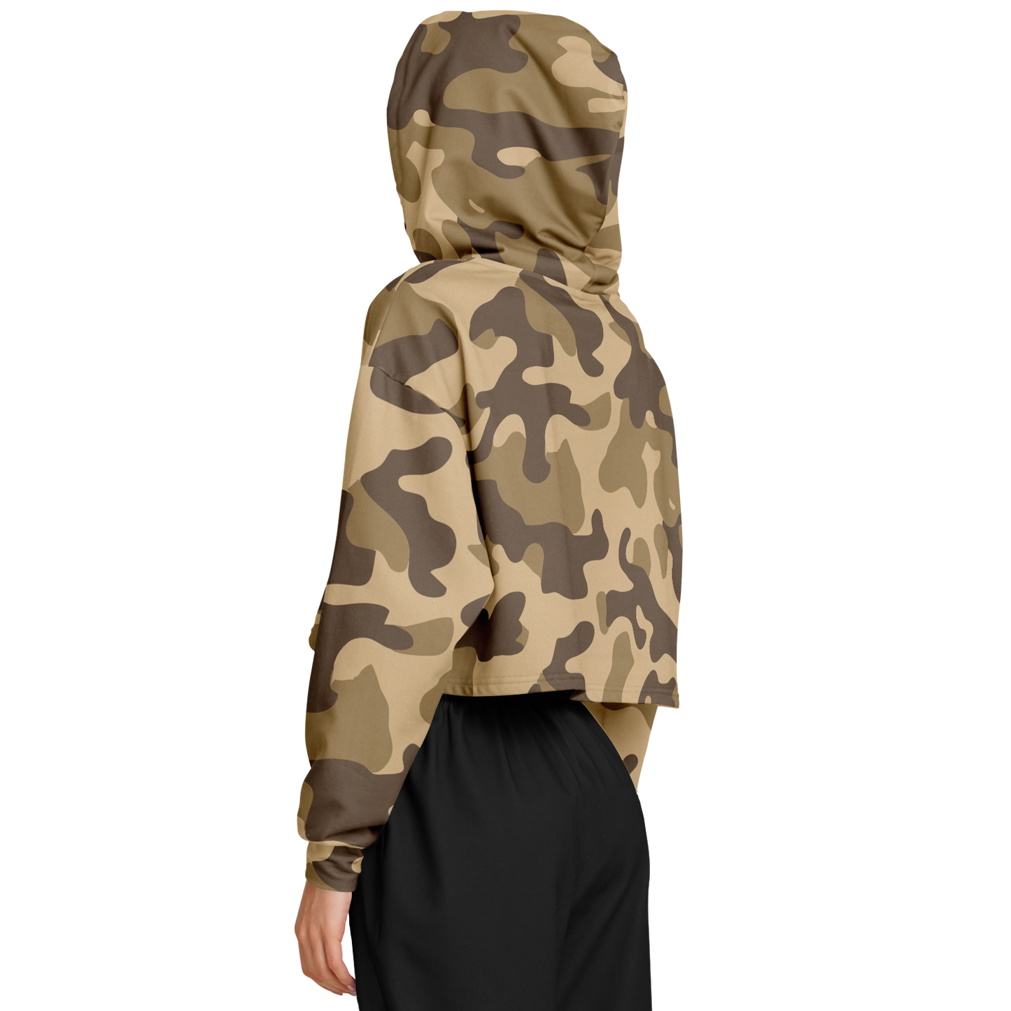 Cropped Hoodie For Women | Khaki Camouflage