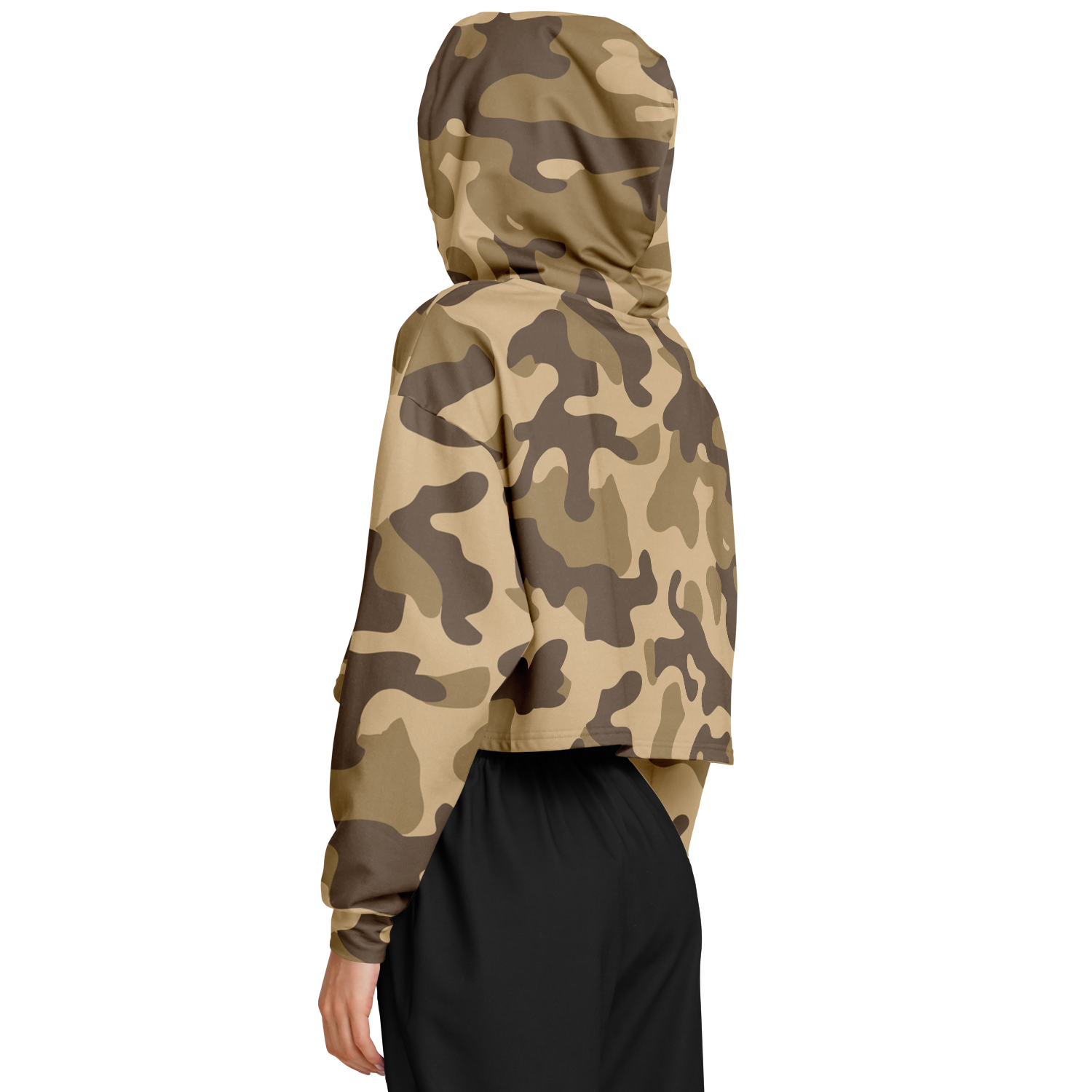 Cropped Hoodie For Women | Khaki Camouflage