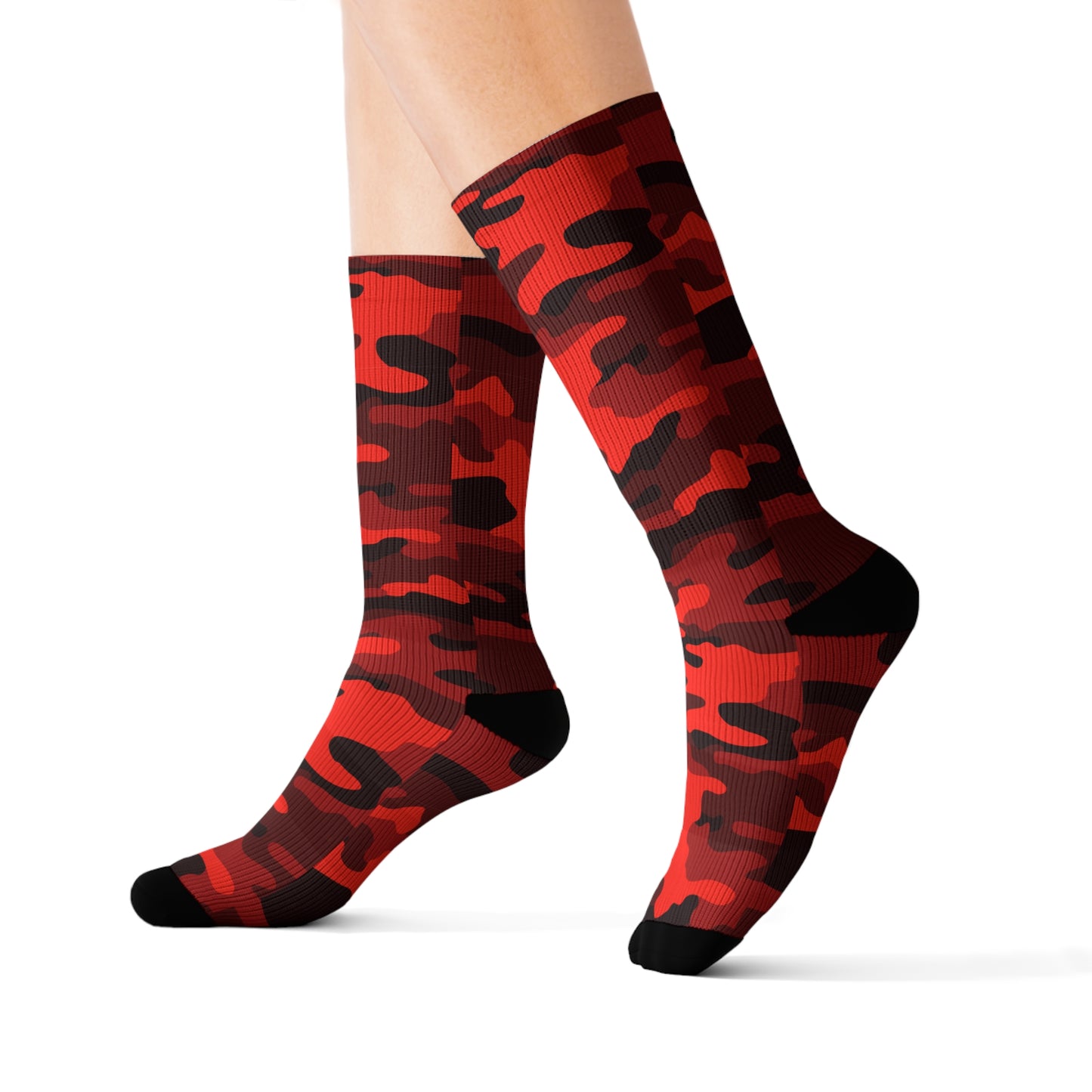 Camo Socks | Scarlet Red & Black Camouflage