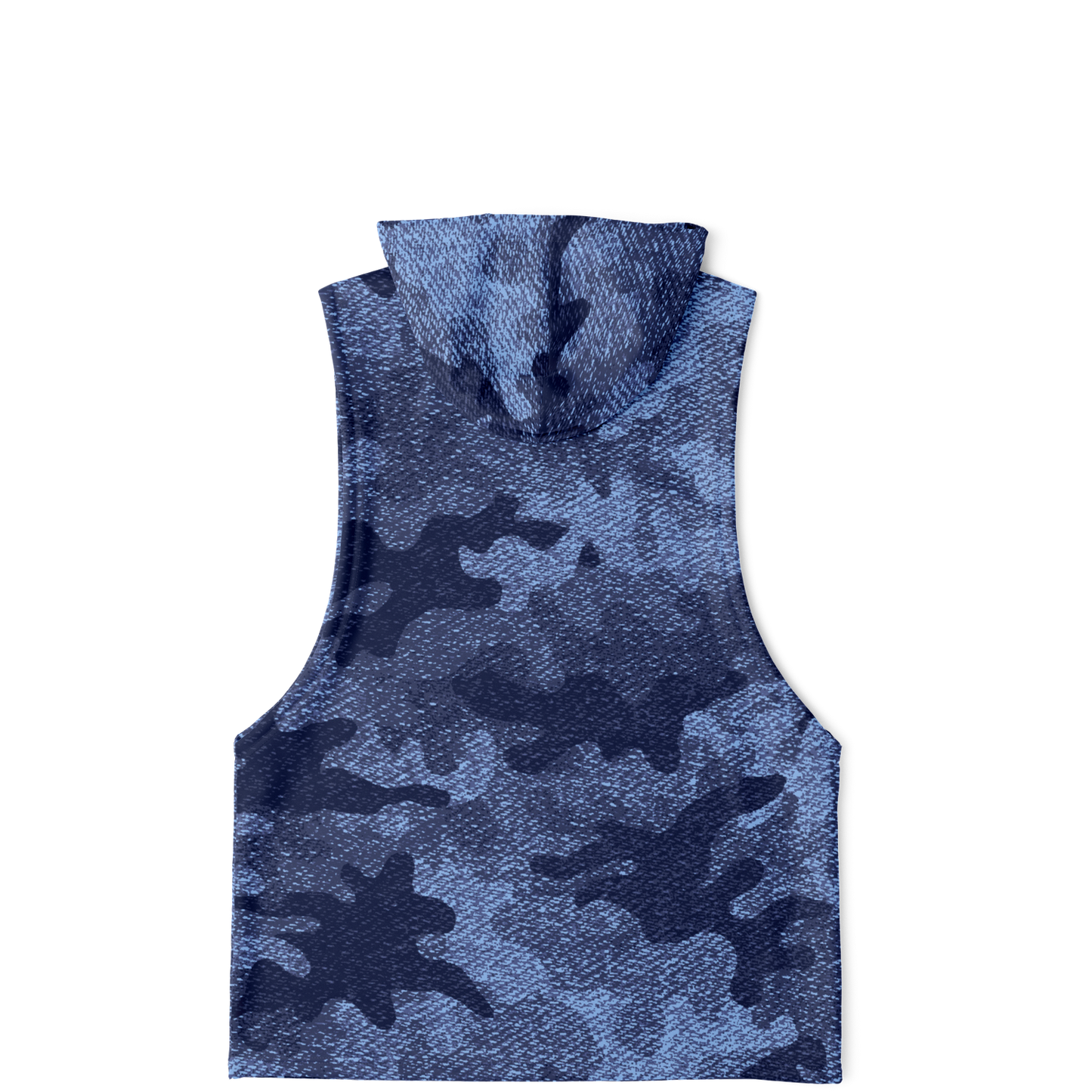 Sleeveless Hoodie | Blue Denim Camouflage