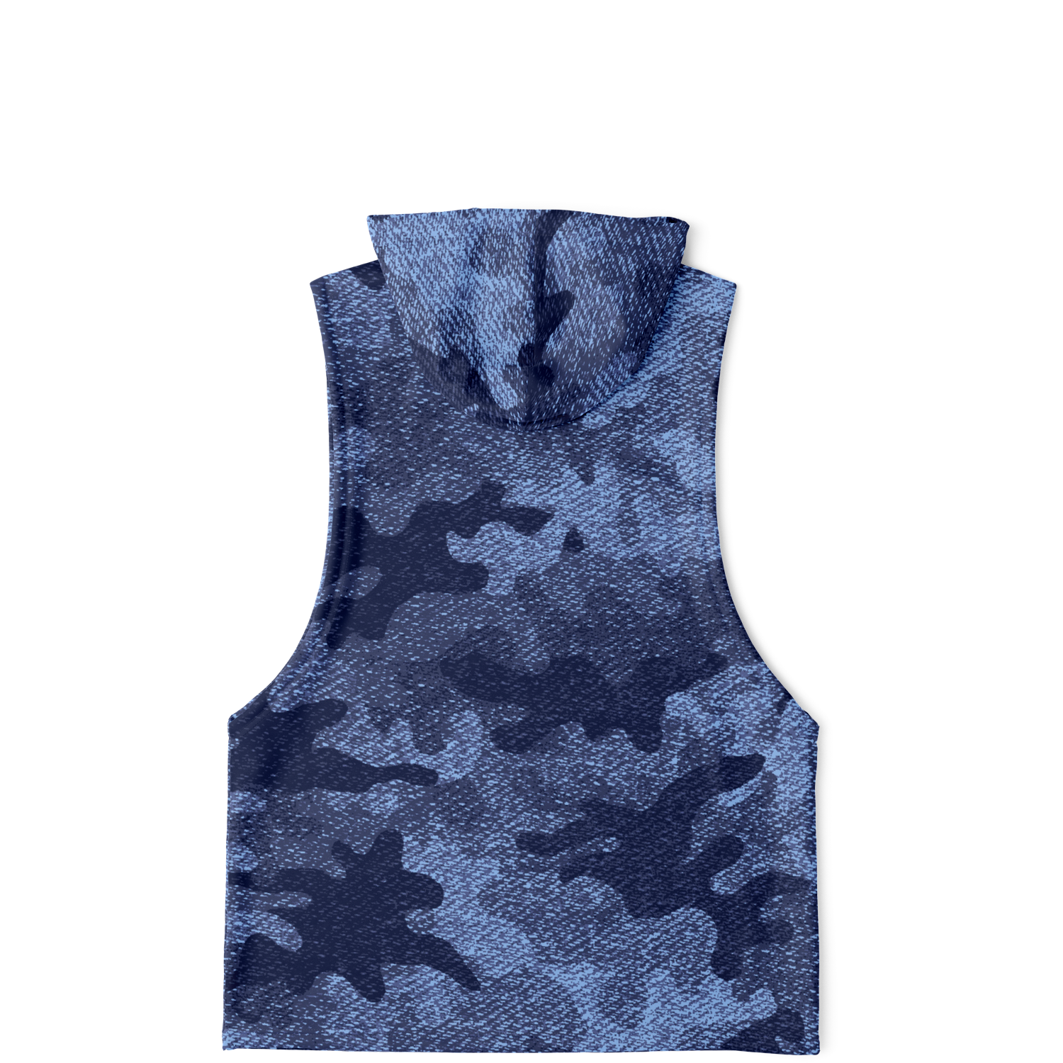 Sleeveless Hoodie | Blue Denim Camouflage