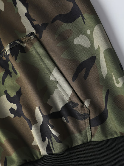 Men's Camo Hoodie | Long Sleeves Sweatshirt With A Kangaroo Pocket