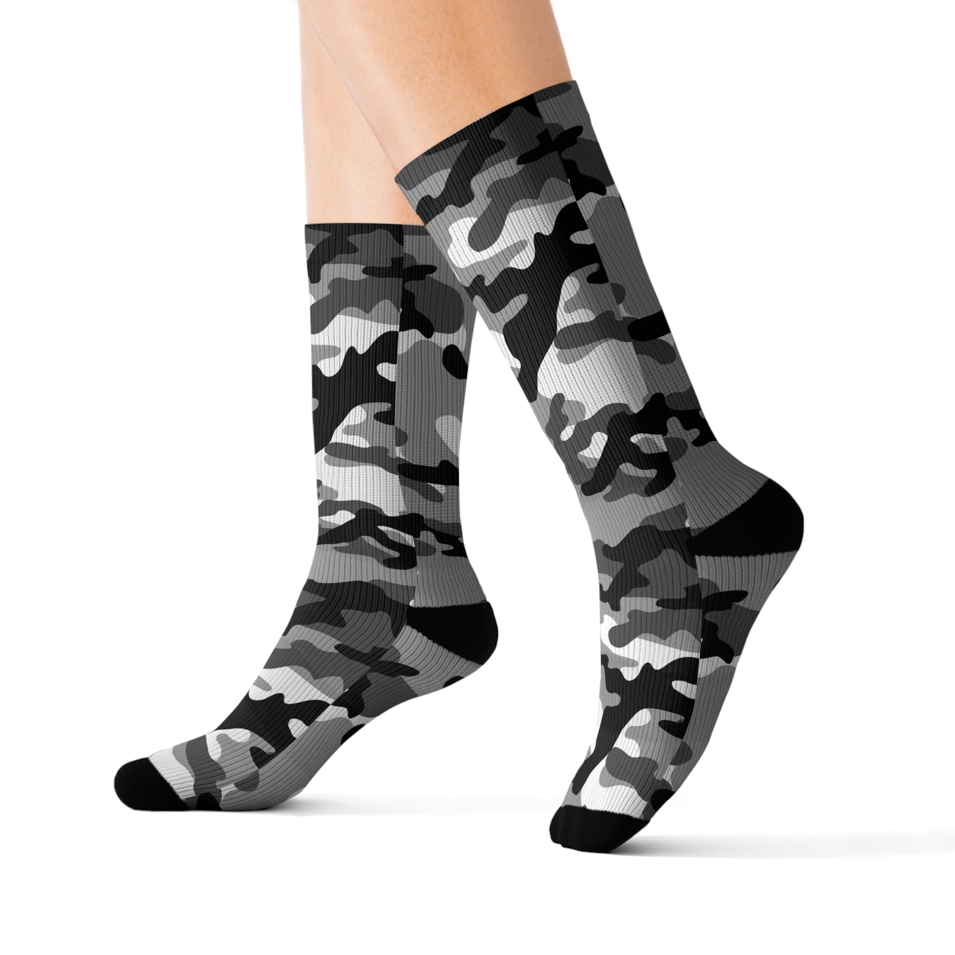 Camo Socks | Black, Gray & White Camouflage