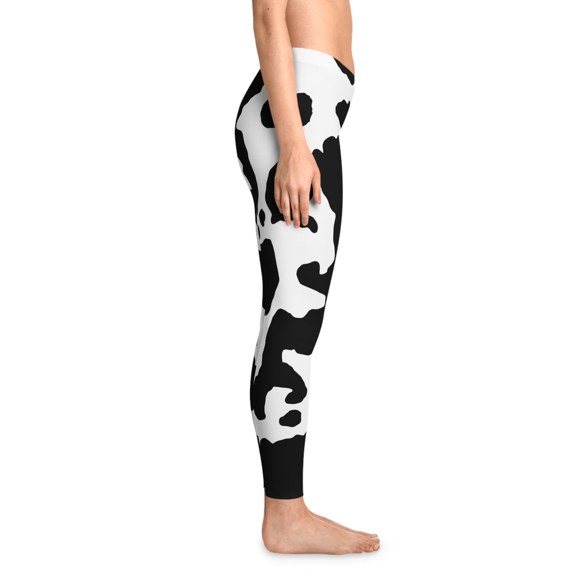 Black & White Camo Leggings For Women | Mid Waist Fit