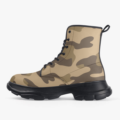 Chunky Boots | Leather in Khaki Camouflage