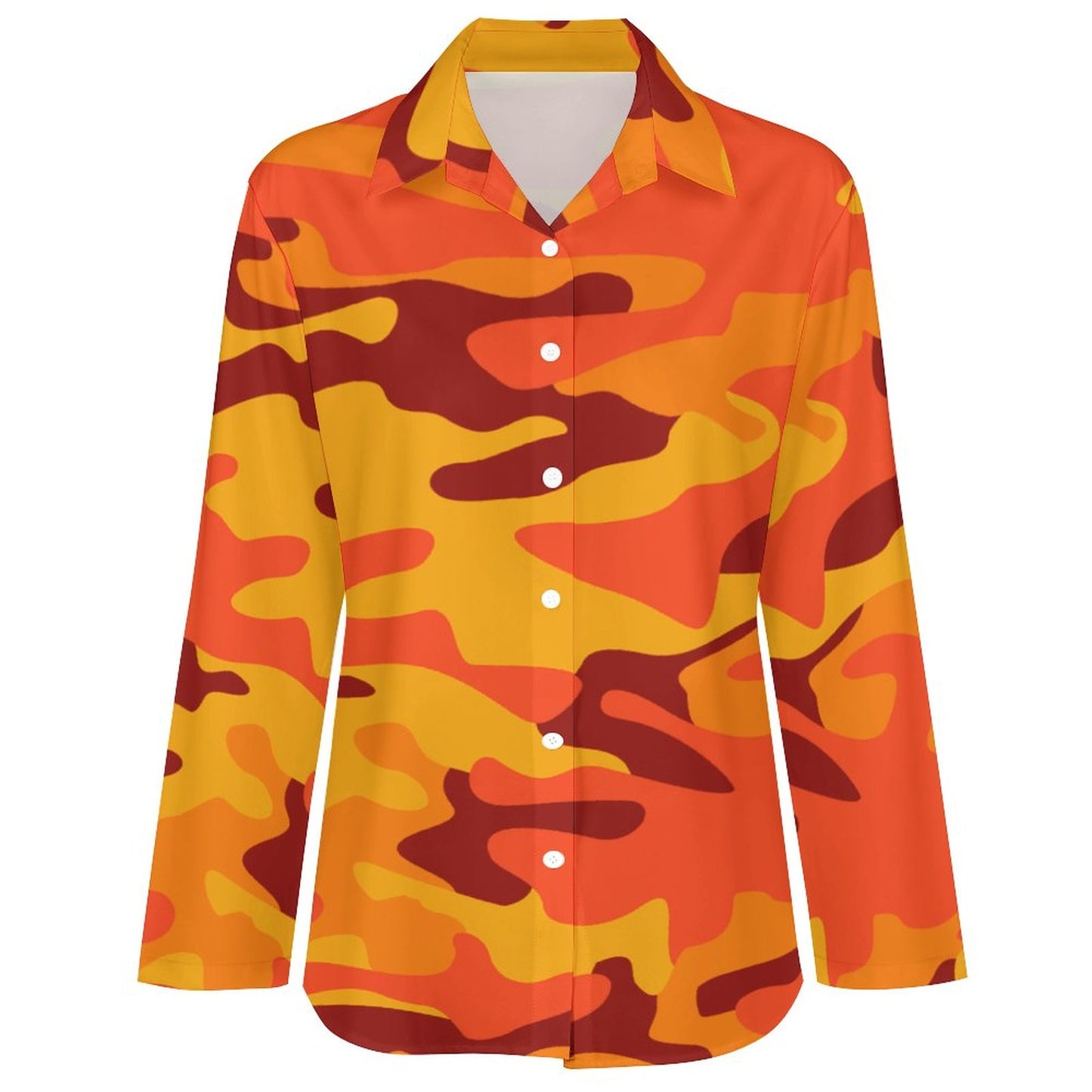 Women's Button-Up Camo Shirt | Orange & Red