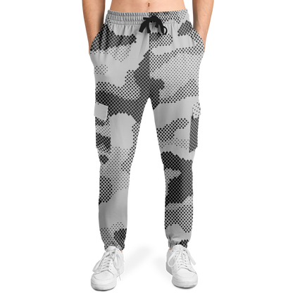 Camo Cargo Pants | Unisex | Black & White Digital Dotted