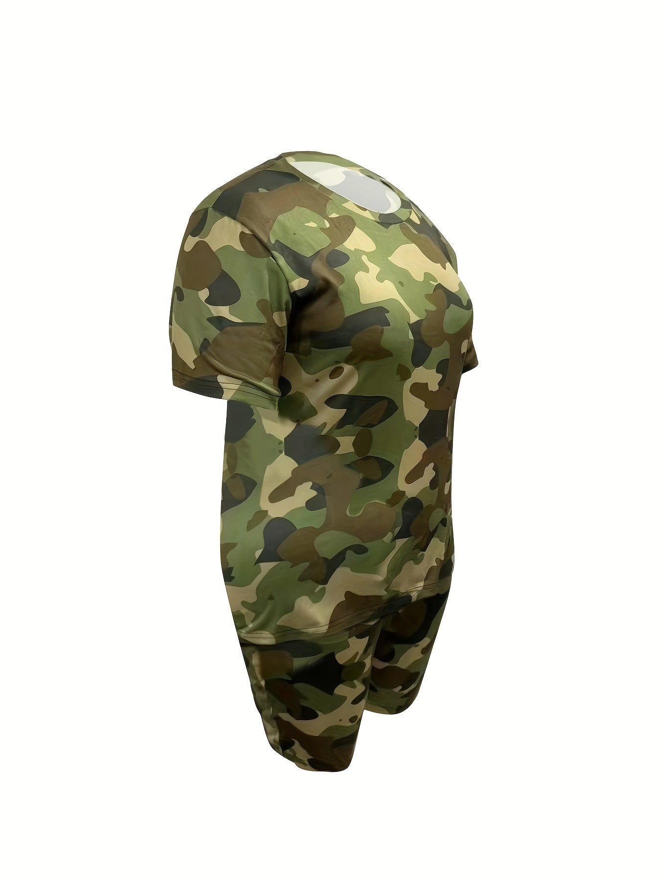 Women's Plus Camo Set: Short Sleeve T-Shirt & Biker Shorts