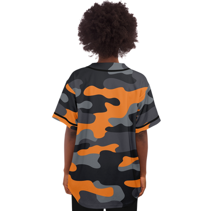 Camo Baseball Jersey | Orange, Gray & Black Camouflage