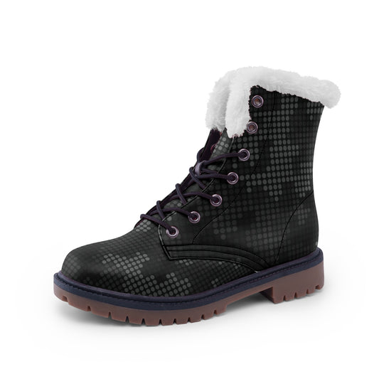 Snow Camo Boots | Stylish Black Pixel Camouflage