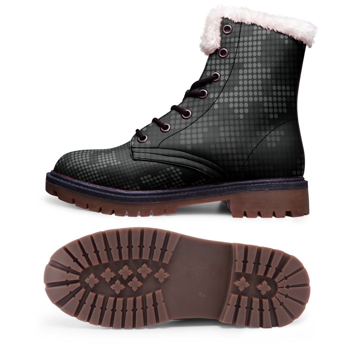 Snow Camo Boots | Stylish Black Pixel Camouflage