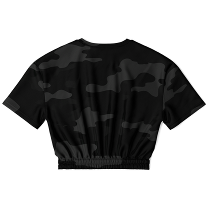 Camo Crop Top Sweatshirt | Black Camouflage