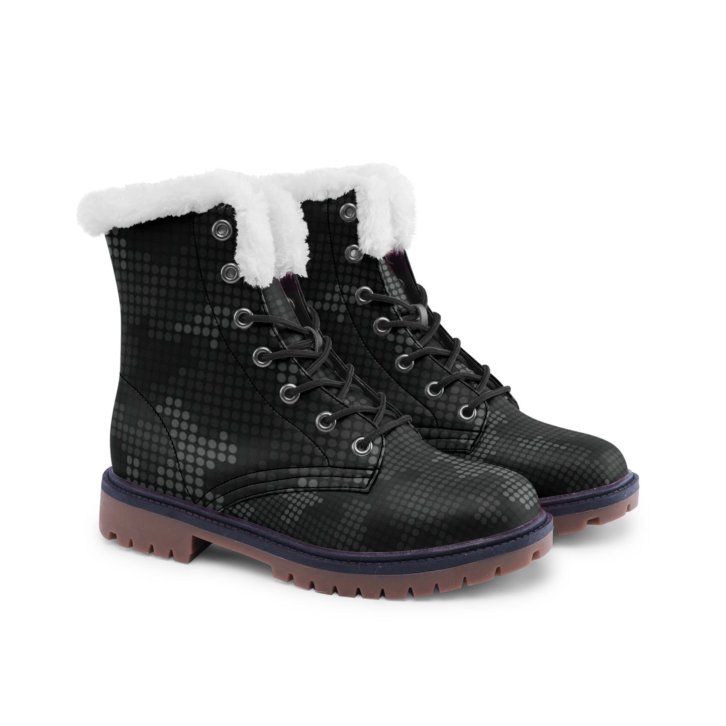 Snow Camo Boots | Stylish Black Pixel Camouflage