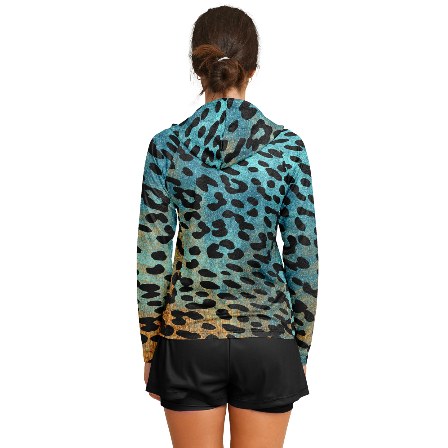 Performance Shirt for Women | Blue & Orange Cheetah Print