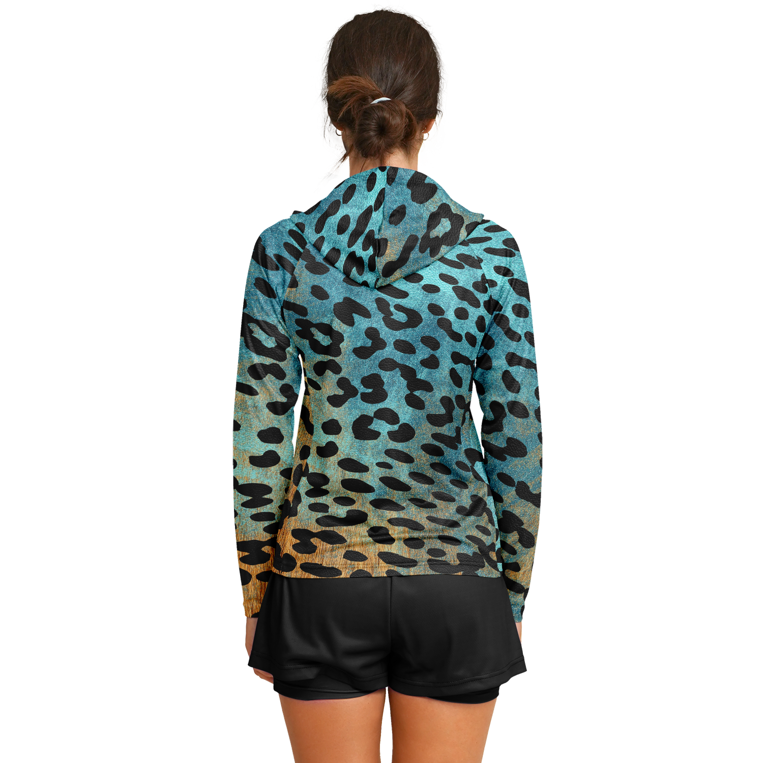 Performance Shirt for Women | Blue & Orange Cheetah Print