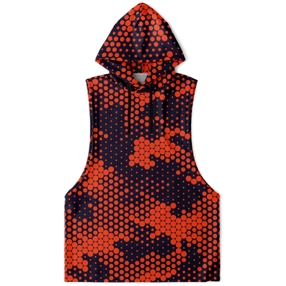 Sleeveless Hoodie | Orange & Blue Digital Camouflage