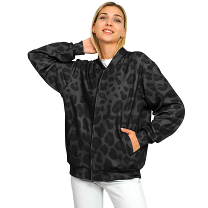 Baseball Jacket in Black Puma Print | Heavyweight Unisex