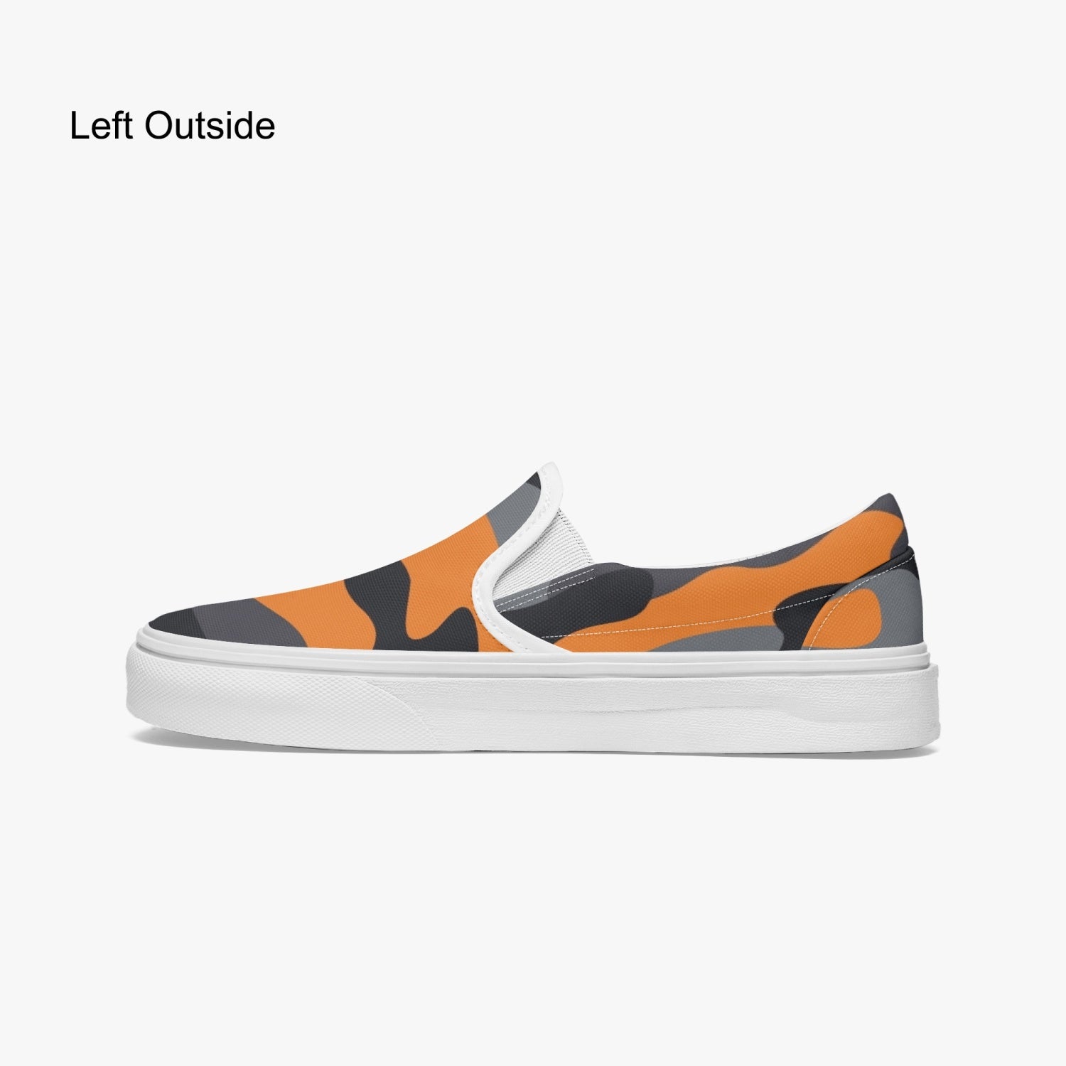 Camo Slip-On Shoes | Orange, Black and Gray Camouflage