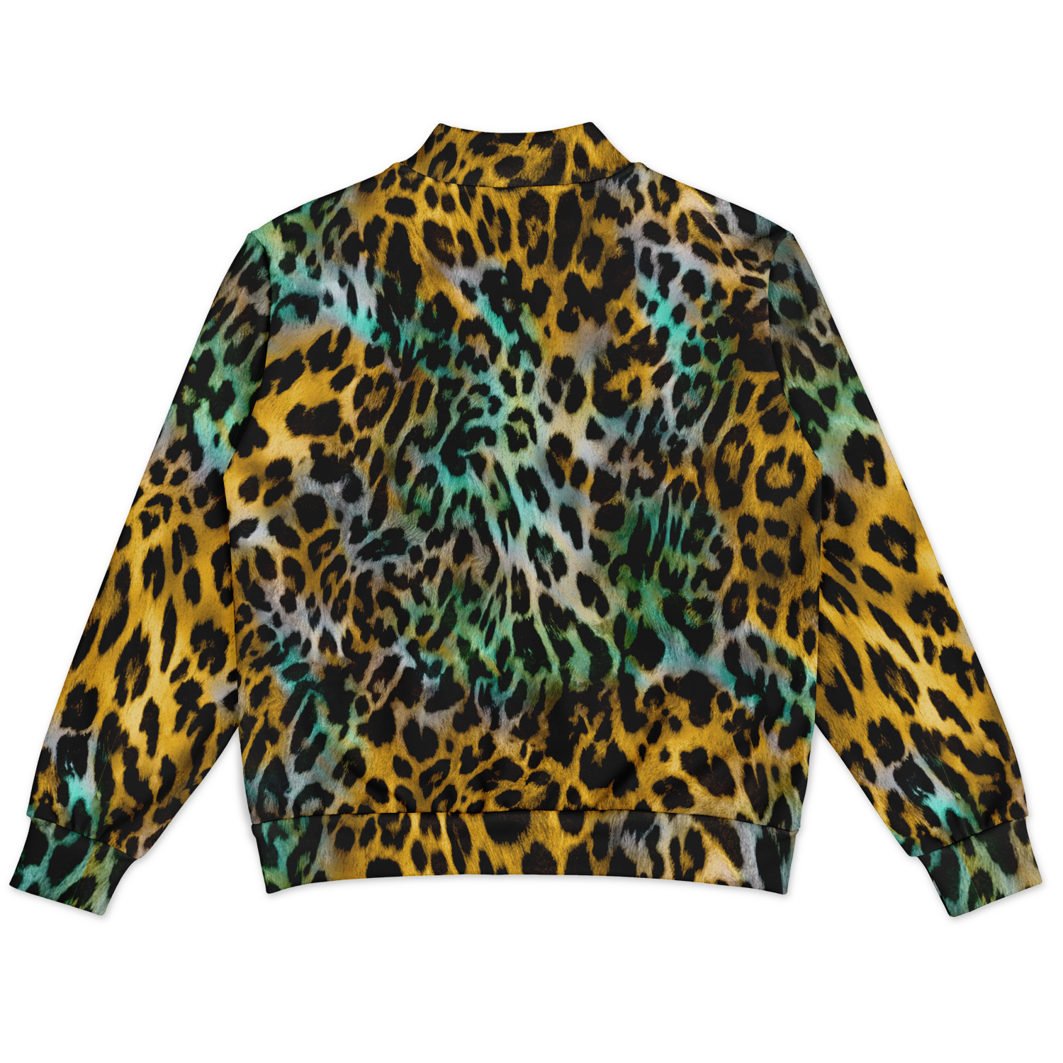 Baseball Jacket in Yellow and Blue Leopard Print