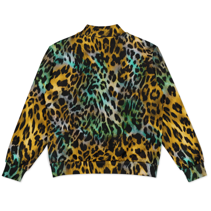 Baseball Jacket in Yellow and Blue Leopard Print