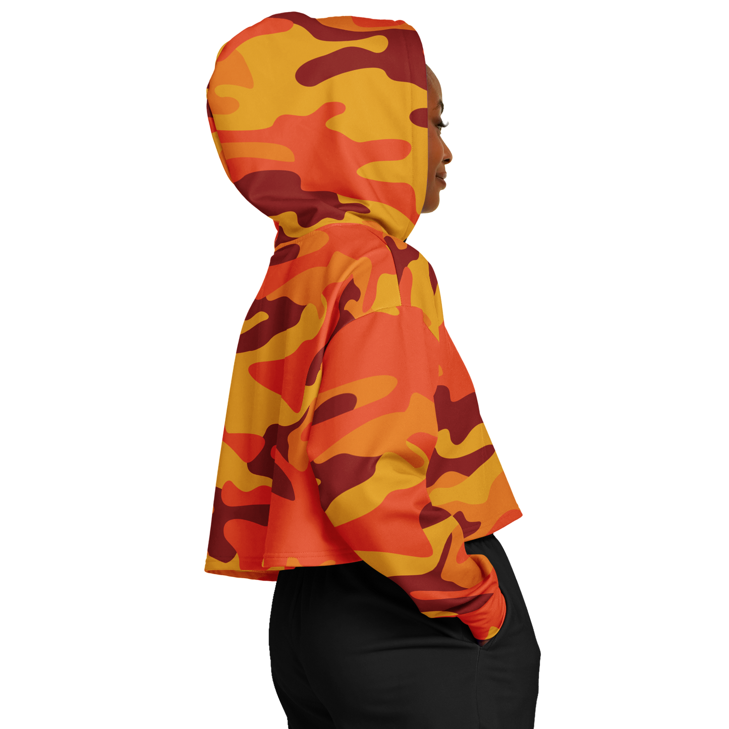 Cropped Hoodie For Women | Orange & Red Camo