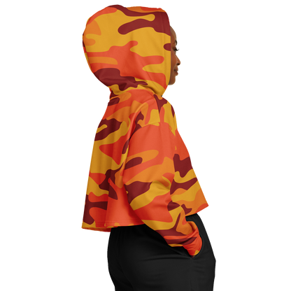 Cropped Hoodie For Women | Orange & Red Camo