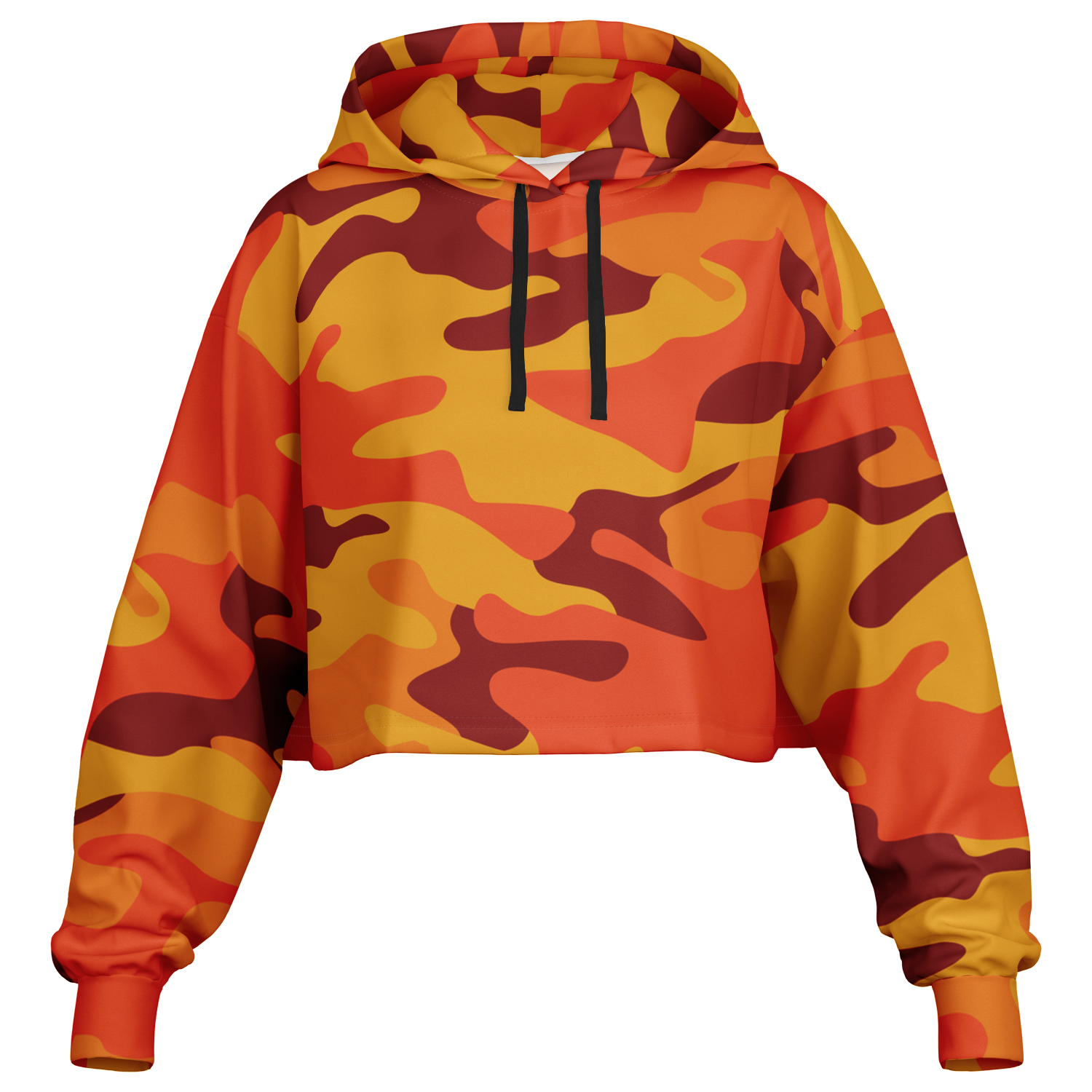 Cropped Hoodie For Women | Orange & Red Camo