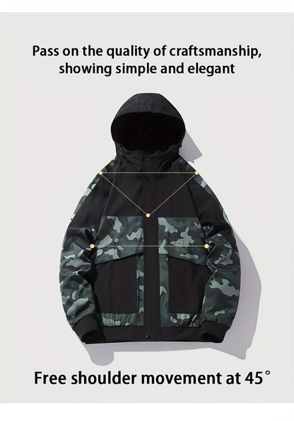 Camo Graphic Fleece Jacket | Men's Casual Hooded Winter Coat